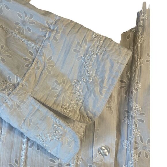 Vintage white flowered embroidered blouse -JM Collection - Picture 3 of 10